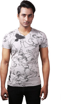 

Spur Printed Men' V-neck Multicolor T-Shirt, Melange