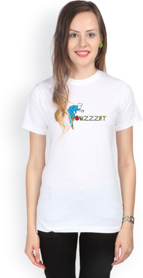 

Campus Sutra Printed Women' Round Neck White T-Shirt