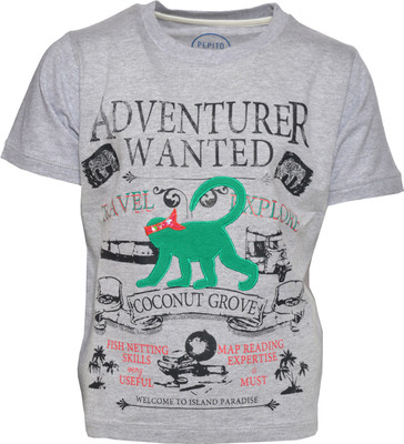

Pepito Boys Printed Cotton T Shirt(Grey, Pack of 1