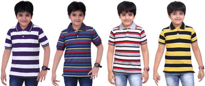 

Dongli Boys Striped T Shirt(Multicolor, Pack of 4)