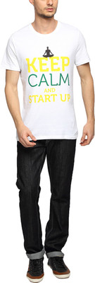 

Signature Startup Accessories Printed Men's Round Neck White T-Shirt