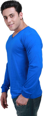 

Inkovy Solid Men's V-neck Blue T-Shirt, Royal blue