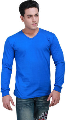 

Inkovy Solid Men's V-neck Blue T-Shirt, Royal blue
