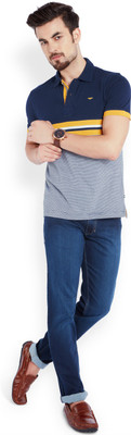 

Park Avenue Striped Men's Polo Neck Dark Blue T-Shirt