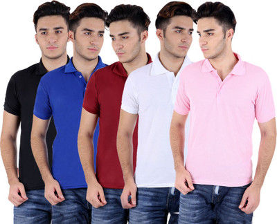 

Sanvi Traders Solid Men Polo Neck Multicolor T-Shirt(Pack of 5