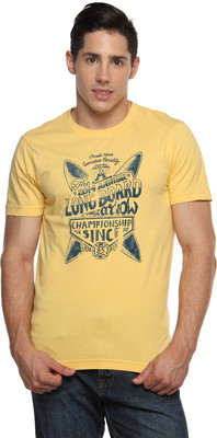 

Arrow Sport Printed Men's Round Neck Yellow T-Shirt