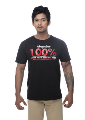 

Clickroo Printed Men' Round Neck Black T-Shirt