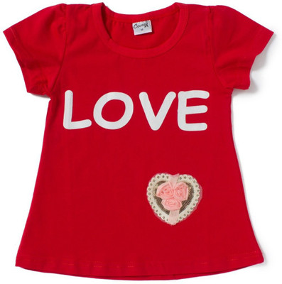 

Camey Girls Printed T Shirt(Red