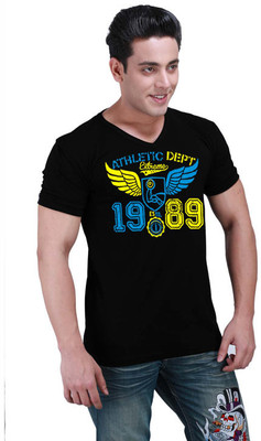 

Inkovy Graphic Print Men' V-neck Black T-Shirt