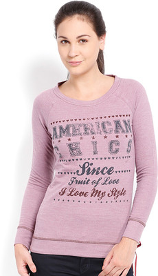

Ten on Ten Self Design Women's Round Neck Purple T-Shirt
