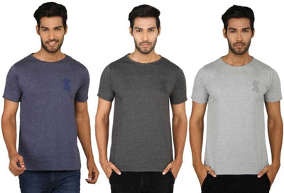 

SayItLoud Printed Men' Round Neck Multicolor T-Shirt(Pack of 3, Blue;black;grey