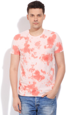 

United Colors of Benetton. Printed Men's Round Neck Pink T-Shirt, 04n