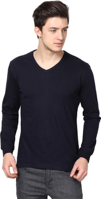 

Inkovy Solid Men' V-neck Dark Blue T-Shirt, Navy blue
