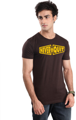 

Inkovy Graphic Print Men' Round Neck Brown T-Shirt