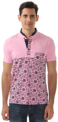 

Cloak & Decker Printed Men's Polo Neck Pink T-Shirt