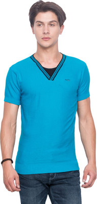 

Mufti Solid Men's V-neck Blue T-Shirt, Turq