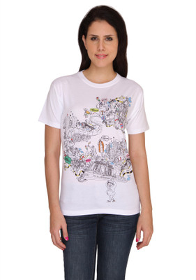 

Idiot Theory Graphic Print Women' Round Neck White T-Shirt
