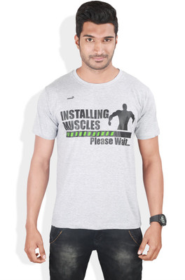 

Kingaroo Printed Men's Round Neck Grey T-Shirt, Grey milange