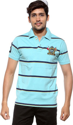 

Sports 52 Wear Striped Men's Polo Neck Blue T-Shirt, L.blue