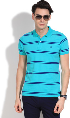 

United Colors of Benetton Striped Men's Polo Neck Blue, Green T-Shirt, 906