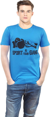 

Gallop Printed Men' Round Neck Blue T-Shirt