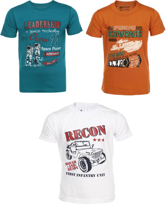 

AJ Dezines Boys Graphic Print Cotton T Shirt(Multicolor, Pack of 3, Orange & white & green