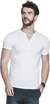 

Tinted Solid Men's Henley White T-Shirt