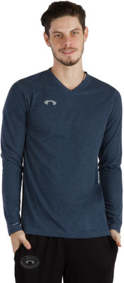 

Arcley Solid Men's V-neck Light Blue T-Shirt, Midnight navy melange