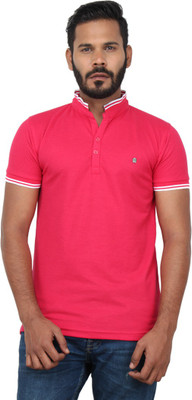 

Got It Solid Men's Flap Collar Neck Pink T-Shirt