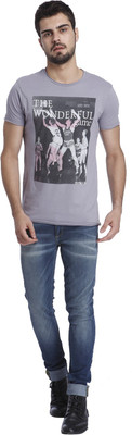 

Jack & Jones Printed Men's Round Neck Grey T-Shirt, Minimal gray