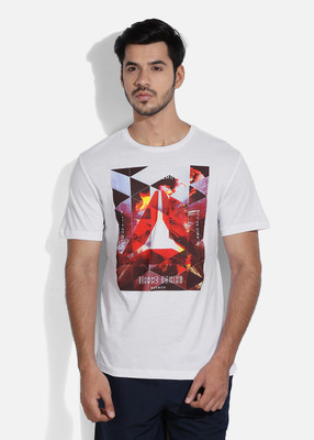 

REEBOK Printed Men's Round Neck White T-Shirt