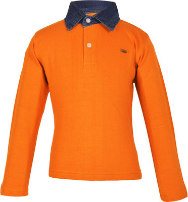 

Gkidz Boys Solid Cotton T Shirt(Orange, Pack of 1