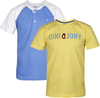

Gini & Jony Boys Solid T Shirt(Yellow, Pack of 2, C303