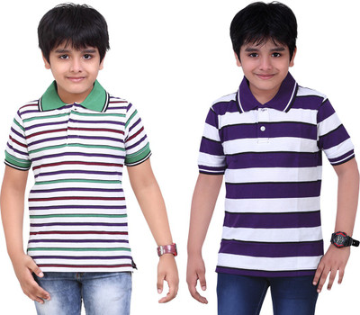 

Dongli Boys Striped T Shirt(White, Pack of 2), Multicolor