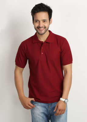 

Weardo Solid Men's Polo Neck Maroon T-Shirt