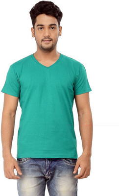 

Purple Square Solid Men's V-neck Green T-Shirt