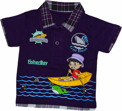 Smilee Boys Graphic Print T Shirt(Purple, Pack of 1)