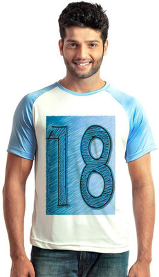 

6th Cross Graphic Print Men's Round Neck Multicolor T-Shirt, Sky blue;white