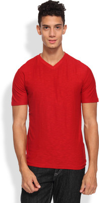

Arise Self Design Men's V-neck Red T-Shirt, Deep red