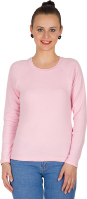 

Hypernation Solid Women' Round Neck Pink T-Shirt