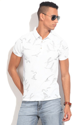 

United Colors of Benetton. Printed Men's Polo Neck White T-Shirt, 101