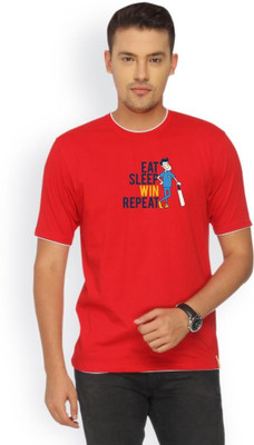 

Campus Sutra Solid Men Round Neck Red T-Shirt