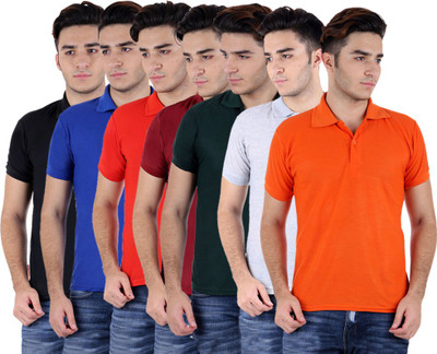 

Sanvi Traders Solid Men Polo Neck Multicolor T-Shirt(Pack of 7