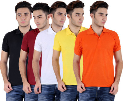 

Sanvi Traders Solid Men Polo Neck Multicolor T-Shirt(Pack of 5