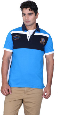 

Proline Printed Men's Flap Collar Neck White, Blue T-Shirt