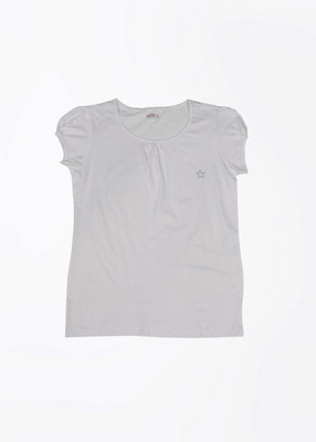 

People Girls Solid T Shirt(White, Bright white