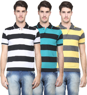 

Vimal Striped Men's Polo Neck Multicolor T-Shirt(Pack of 3