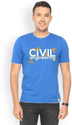 

Campus Sutra Printed Men Round Neck Blue T-Shirt, Royal blue