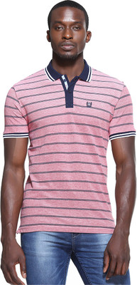 

Octave Striped Men' Polo Neck Red T-Shirt, Brick