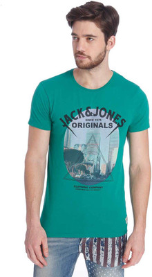 

Jack & Jones Printed Men's Round Neck Green T-Shirt, Bosphorus